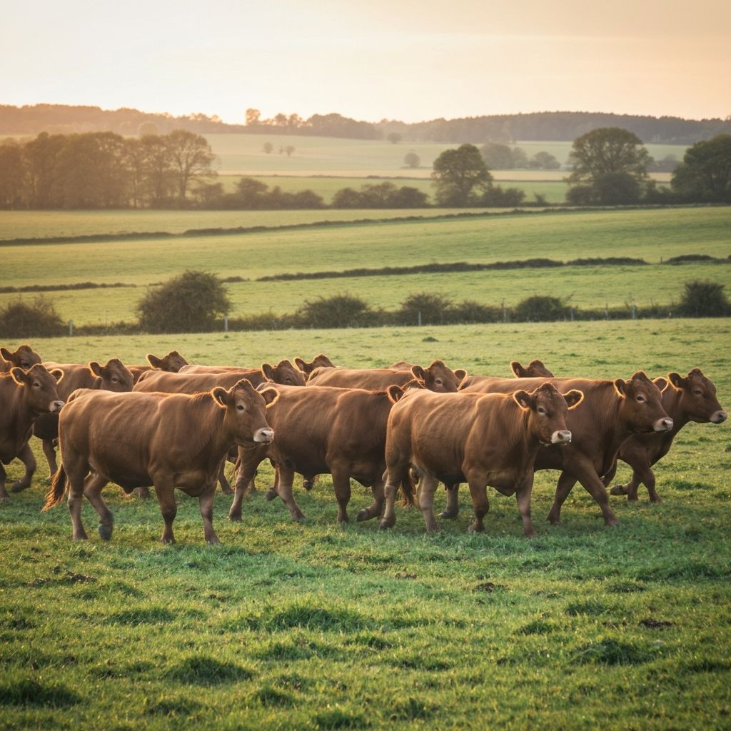 Kudde runderen bij zonsondergang